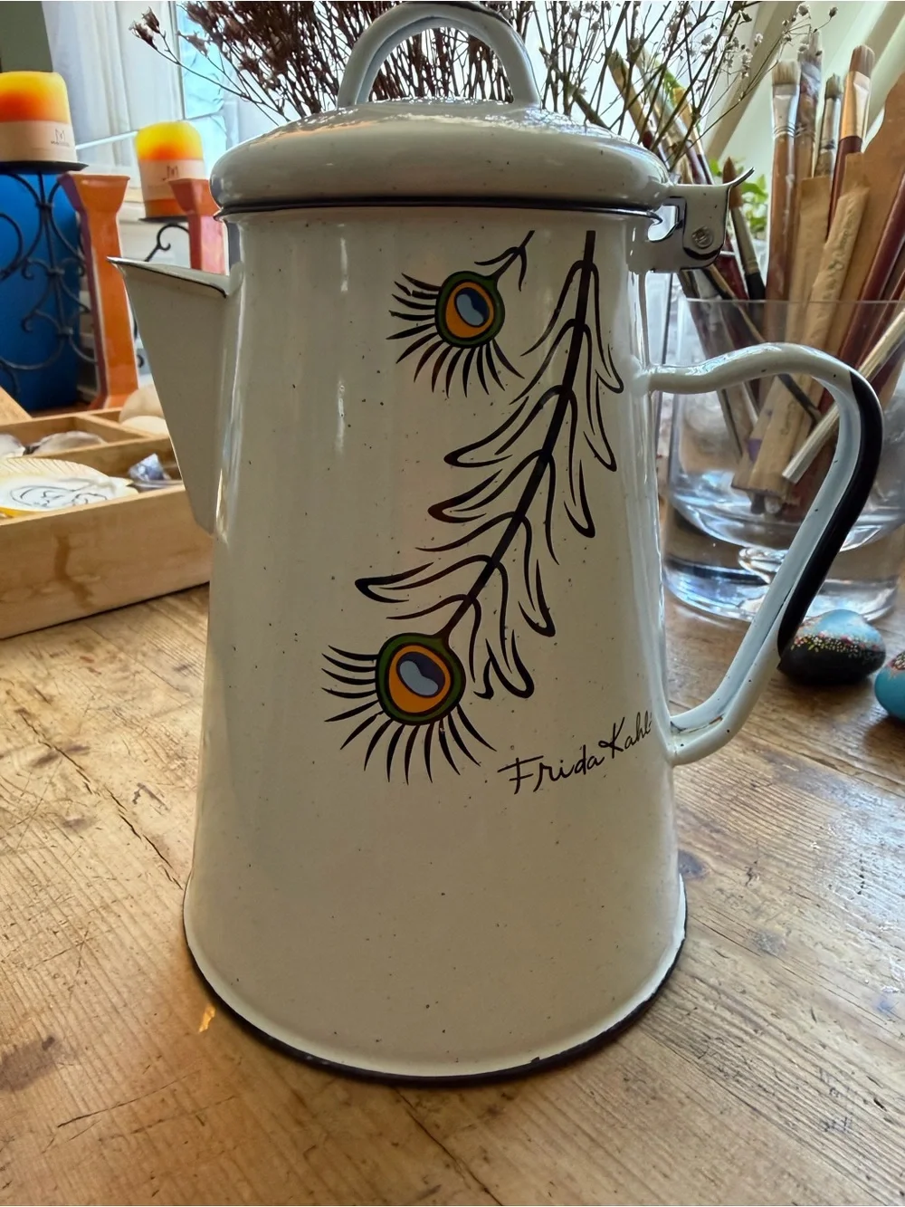 Frida Kahlo enamelware coffee/tea pot
